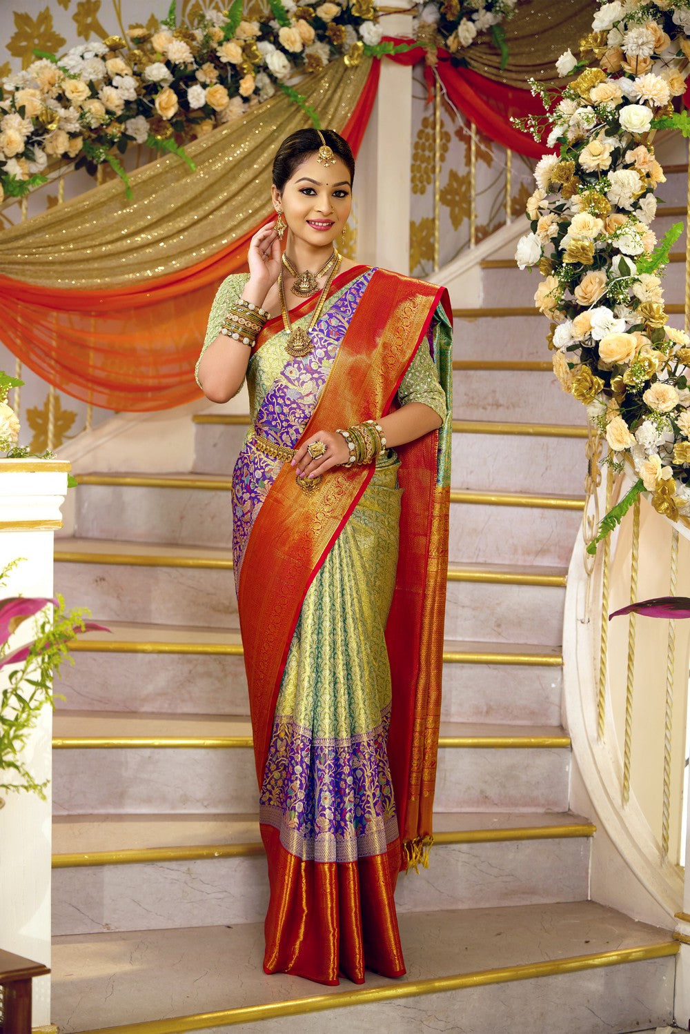 Image of Kanchipattu Brocade Sea Green Saree
